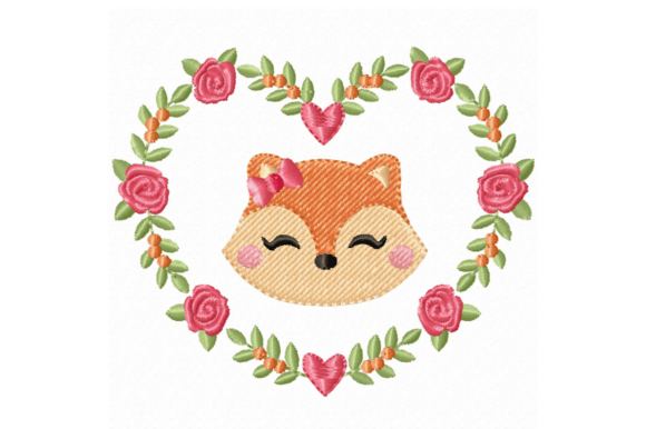 Download Fox Floral Heart Embroidery Design File - Floral heart embroidery Collection