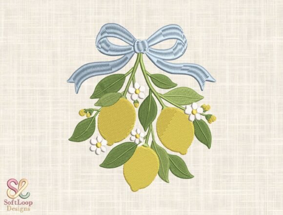 Download Lemon Branch Bow Embroidery Design - Branch Collection
