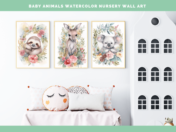 Download Baby Animal Nursery Set of 3 Wall Art 04 - Baby Collection