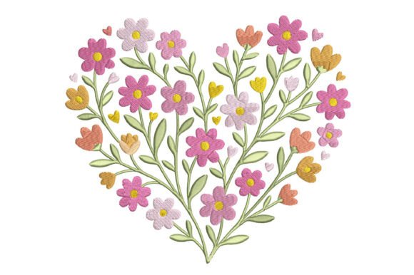 Download Floral Heart Embroidery Design - Floral heart embroidery Collection