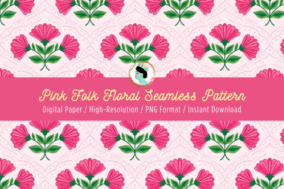 Download Pink Folk Floral Seamless Pattern PNG - Premium Resources