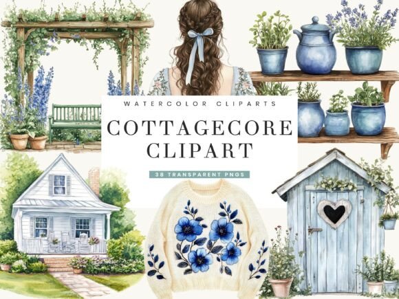 Download Watercolor Cottage Core Clipart Bundle - Cottage core Collection