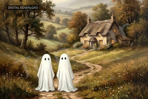 Download Cute Autumn Scene Halloween Wall Decor - Scene Collection