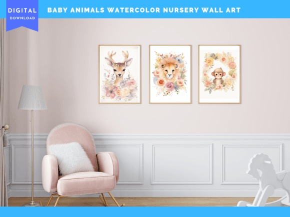 Download Baby Animal Nursery Set of 3 Wall Art 05 - Baby Collection