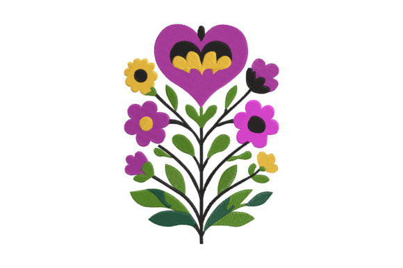 Download Colorful Floral Heart Embroidery - Floral heart embroidery Collection